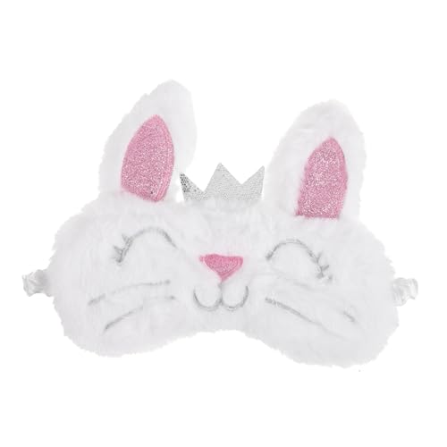 IWOWHERO Kaninchen Schlafmaske Für Kinder Und Erwachsene Plüsch Augenabdeckung Atmungsaktiv Für Reisen Nickerchen Lichtblockierend Mit Elastischem Band Rosa von IWOWHERO
