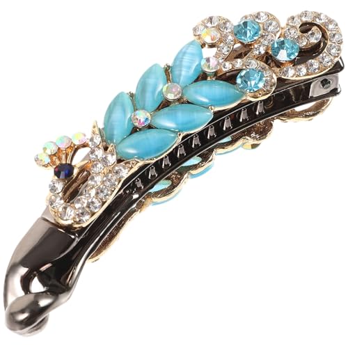 IWOWHERO Elegante Bananen Haarklammer mit Funkelnden Strasssteinen und Katzenaugen Modischer Haarschmuck für Damen Zuverlässiger Sitz Geeignet für Ponytails und Besondere Anlässe Blaues von IWOWHERO