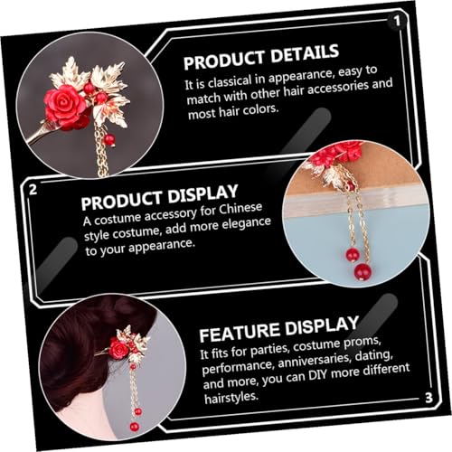 IWOWHERO Elegante Chinesische Haarnadel mit Quaste Doppelseitiger Haarstab für Damen Leichtes Langlebiges Design Passend zu Traditioneller Kleidung für Partys Hochzeiten und Festliche von IWOWHERO