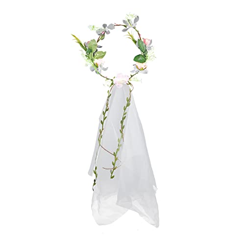 IWOWHERO Brautstirnband Eleganter Hochzeitsschleier Rosengirlande Modischer Brautkopfschmuck Für Das Hochzeitskleid von IWOWHERO