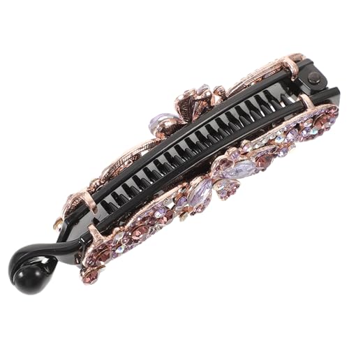 IWOWHERO Eleganter Haarclip Banane mit Funkelnden Strasssteinen Mittlere Dünne Haare Haltend Modisches Haarzubehör für Frauen Langlebiger Metallclip für Alltag und Party Violette von IWOWHERO