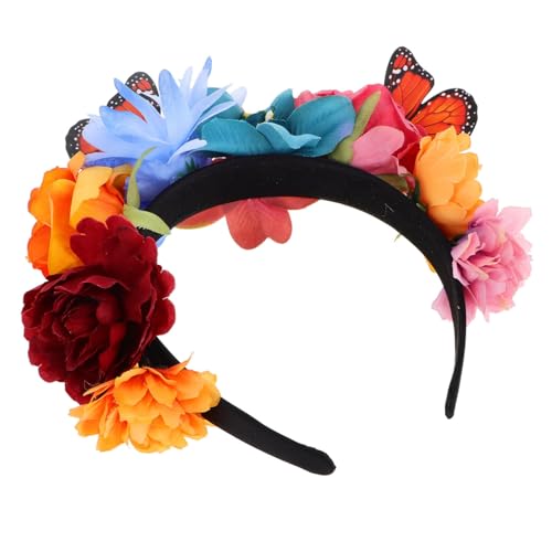 IWOWHERO Floral Schmetterling Haarreif mit Realistischen Blumen Partyaccessoire für Damen Bequemer Sitz Vielseitiger Kopfschmuck für Fasching und Themenpartys von IWOWHERO