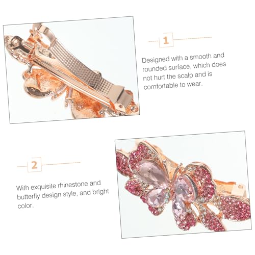 IWOWHERO Frühlings haarclip mit Kristall schmetterling Funkelnde Strass haarspange für Damen Elegantes Styling accessoire für Hochzeiten Partys und Alltag Rosa Schmuck haarklammer von IWOWHERO