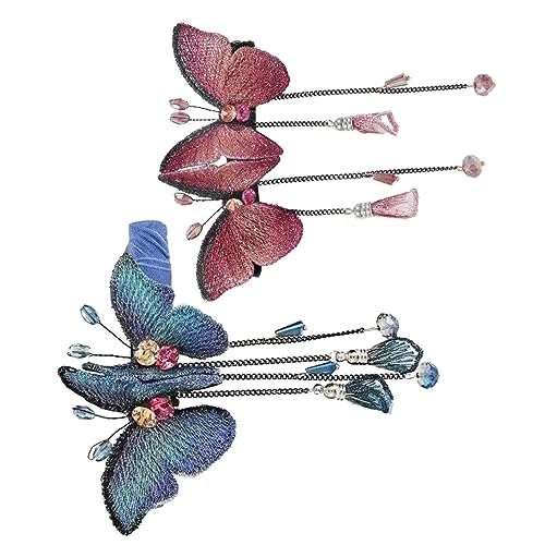 IWOWHERO 2stücke Haarspangen Mit Schmetterling Und Fransen Luxuriöse Haarklammern Mit Strass Für Damen Stilvolle Haaraccessoires Für von IWOWHERO