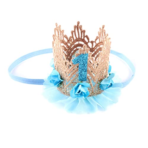 IWOWHERO -Geburtstagskrone haarspangen Blaue Haaraccessoires -Haar-Accessoires Babyhaarspange Babygeburtstag 2 Gänseblümchen Sitz Kleinkind Geburtstagskrone Kleinkindkrone Blue von IWOWHERO