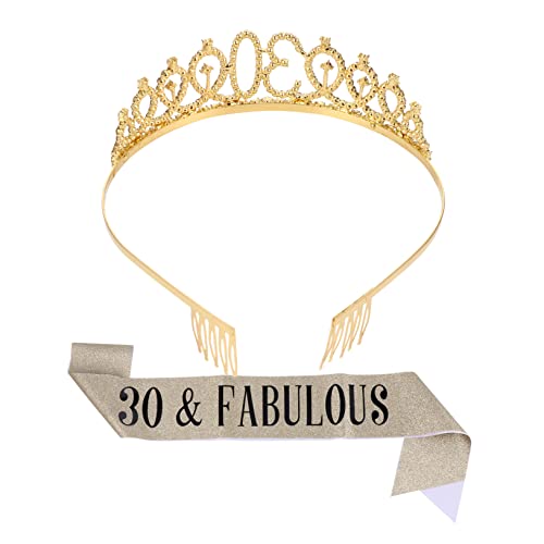 IWOWHERO 1satz Geburtstag Krone Sash Dekoration Goldene Krone Und Schärpe Für Mädchen Geburtstagsparty Glänzende Geburtstagsfeier Zubehör von IWOWHERO