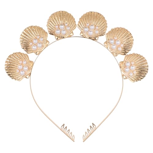 IWOWHERO Goldenes Haarschmuck Stirnband Aus Mit Muschel Design Stylisches Haaraccessoire Für Partys Und Strandurlaube Modische Haardekoration Für Frauen Und ädchen von IWOWHERO