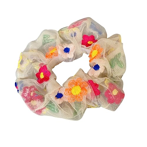 IWOWHERO Haarbänder Für Damen 5er-pack Netz-haarband Elastisch Haargummi Bestickter Pferdeschwanzhalter Modische Haarseile Für Partys Hochzeiten Den Alltag von IWOWHERO