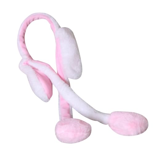 IWOWHERO Bewegliche Hasenohren Stirnband Plüsch Mädchen Kopfbedeckung Haarschlaufe Tierohren Hauben Für Halloween Weihnachten Cosplay Party Rosa Weiß von IWOWHERO
