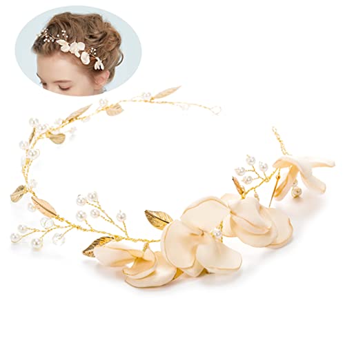 IWOWHERO Haarband für Frauen haarschmuck haar spangen Stirnband für Blumenmädchen Kopfbedeckungen für Damen Haarbänder Tiara Haarband zur Hochzeit Kopfbedeckungen für die Braut Handbuch von IWOWHERO