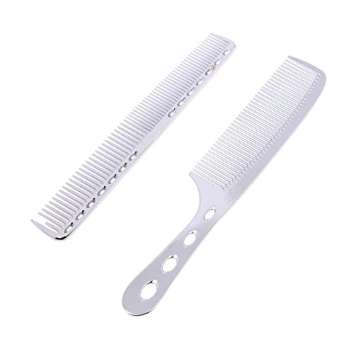 IWOWHERO Haarschneidewerkzeug Für Männer Und Frauen 2er-pack Friseurkämme-set Entwirrer Aluminium Friseurkämme Doppelseitige Salonkämme von IWOWHERO