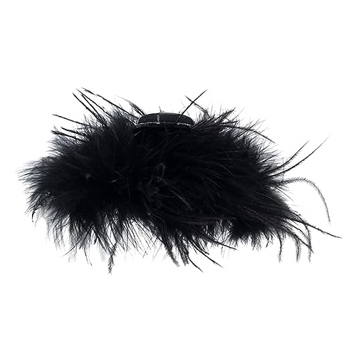 IWOWHERO Haarspange Ausgefallene Haarkralle Große Kleine Federklammern Federkieferklammern Damen Kopfschmuck Damen Kieferklammern Damen Kopfbedeckung Schwarz Kunstfell von IWOWHERO