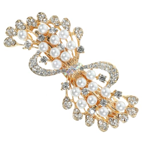 IWOWHERO Perlen Haarspange Für Frauen Luxuriöse Große Friseurklammer Mit Feder Modisches Haaraccessoire Für Dichte Frisuren Und Elegante Styles von IWOWHERO