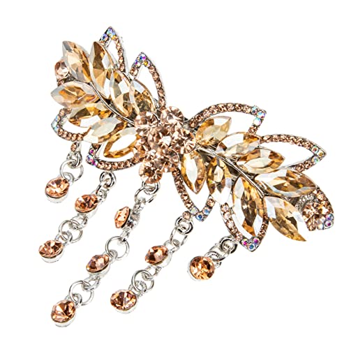 IWOWHERO Haarklammer Mit Kristallen Elegante Haarschmuck Für Frauen Für Hochzeiten Und Partys Funkelnde Haarspange Im Champagner-farbton Dekorative Haaraccessoires von IWOWHERO