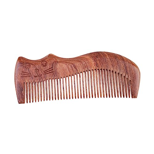 IWOWHERO Haarstylingkamm Für Damen Massagekamm Mit Katzenmuster Haarkamm Aus Holz Für Damen Sandelholz 15-5 von IWOWHERO