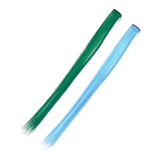 IWOWHERO Haarverlängerungsset 10-teilig Glatte Haarverlängerungen Haarverlängerungsteile Für Frauen Clip-in-haar-accessoires Natürliches Haarteil Für Mädchen Grün von IWOWHERO