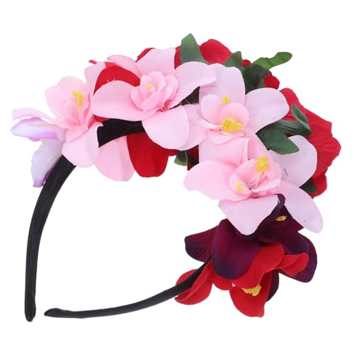 IWOWHERO Tag Der Toten Kunstblumen Stirnband Blumenkronen-kopfschmuck Für Halloween-cosplay Rosenblüten-kopfschmuck Für Party-zubehör von IWOWHERO