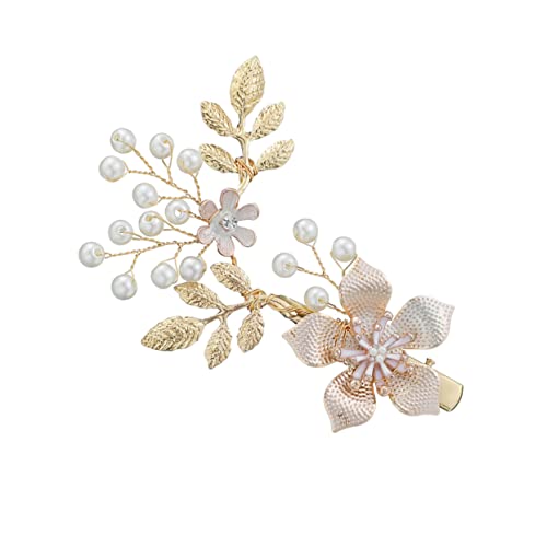 IWOWHERO Perlen Haarschmuck Blumen Und Goldene Haarnadel Gedrehte Perlen Damen-kopfschmuck Hochzeits-haarschmuck Für Hochzeit Partys Abendveranstaltungen von IWOWHERO