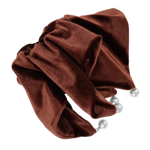 IWOWHERO Jumbo Braune Samt Haargummis Für Dickes Haar Elegante Quadratische Scrunchies Mit Perlenanhänger Für Frauen Große Haaraccessoires Für Jeden Anlass von IWOWHERO