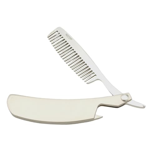 IWOWHERO Klappbarer Bartkamm aus Robustem Zinklegierungsmaterial Hautfreundlicher Haarkamm mit Massagefunktion Tragbar für Herren Bart Haarstyling für Reisen und Tägliche Anwendung von IWOWHERO
