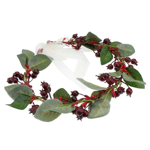 IWOWHERO Kopfschmuck für die Braut Beeren Stirnbänder Künstliche Blumengirlande weihnachtsdeko blumengirlande künstlich Seidenschleife Stirnband Weihnachtskränze Kopfbedeckung Weihnachten von IWOWHERO