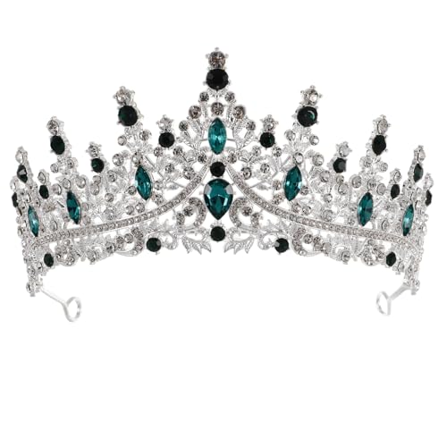 IWOWHERO Kristallkrone Tiara Damen Krone mit Grünem Strass Komfortables Stirnband für Hochzeit Geburtstag Brautparty Abschlussball Cosplay und Festliche Anlässe von IWOWHERO