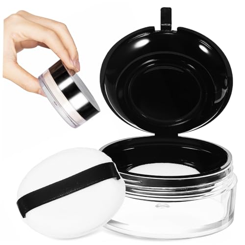 IWOWHERO Leere Puderdose Rund Kompakt Leicht Tragbar Kosmetikbehälter für Losen Puder und Reise Business Alltag Makeup Organizer von IWOWHERO