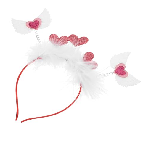 IWOWHERO Liebe Stirnband Amor-zubehör Für Erwachsene Flügel-stirnband Valentinstag Kopfschmuck Herzkopf-kopfschmuck Für Frauen Amor-kopfschmuck Liebe Kopfschmuck Herzförmig Stoff Kopftaste von IWOWHERO