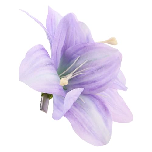 IWOWHERO Lilienblume Haarspange Damen Haarschmuck Hawaii Accessoire Legierung Seidenblume Hellviolett Blume Haarclip Hochzeit Strand und Stil Seitliche Haarspange für Mädchen von IWOWHERO