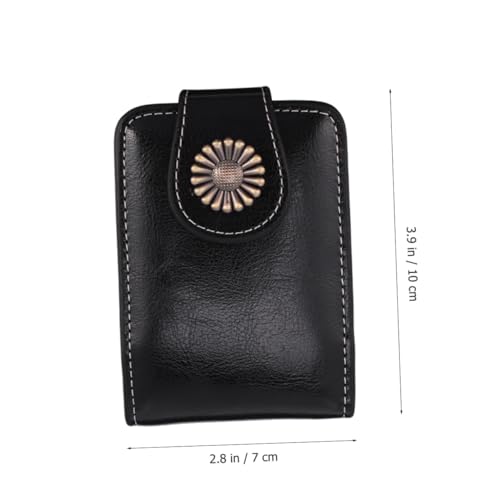 IWOWHERO Lippenstift Aufbewahrungstasche aus Pu Leder mit Integriertem Spiegel Kleines Elegantes Lipgloss etui Tragbare Make up Tasche für Damen Kompakter Kosmetik Organizer in Schwarz von IWOWHERO