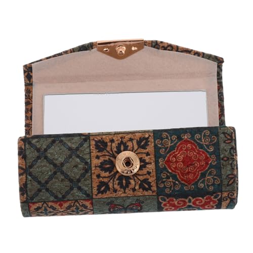 IWOWHERO Lipstick Case mit Spiegel Vintage Kork Scratchresistent Lippenstifthülle Tragbar Mini Organizer für Damen Reise Make up Aufbewahrungstasche Kosmetikbox von IWOWHERO