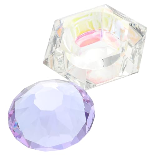 IWOWHERO Lotus Nagel Art Schale mit Deckel Hochtransparente Glas Nail Liquid Cup für Acrylpulver Mischen Tragbar für Maniküre und DIY Maniküre für Frauen und Mädchen von IWOWHERO