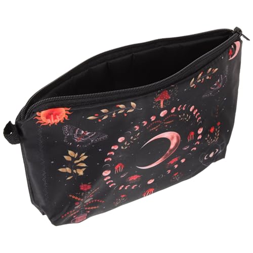 IWOWHERO Makeup Tasche mit Mondphasen Blumenmuster Tragbare Kosmetiktasche für Damen für Reisen mit Reißverschluss Multifunktional als Toilettentasche und Aufbewahrungstasche von IWOWHERO