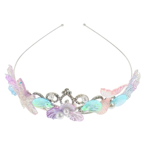 IWOWHERO Meerjungfrauenschwanz Haarband mit Muscheln und Strasssteinen Glitzerndes Cosplay Kopfschmuck für Mädchen Haar Accessoire für Partys und Kostüme von IWOWHERO