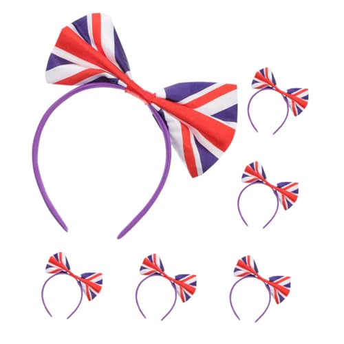 IWOWHERO 6stücke Pack Union Jack Schleife Stirnband Britische Flagge Haarreifen Fußballfans Kopfbedeckungen Für Uk Festival Party Haarschmuck von IWOWHERO
