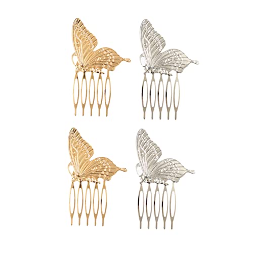 IWOWHERO 4 Stück Metall Schmetterlinge Haarkämme Für Mädchen Haar Accessoire Vintage Haarspangen Gold Und Silber Für Partys Und Hochzeiten Mit Modischem Design von IWOWHERO