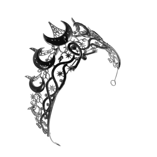IWOWHERO Moon And Star Rhinestone Crown Braut Tiara mit Kristallen Glamouröse Hochzeit Haarreif für Halloween Party Bühnenauftritt und Cosplay Mädchen Haarband von IWOWHERO