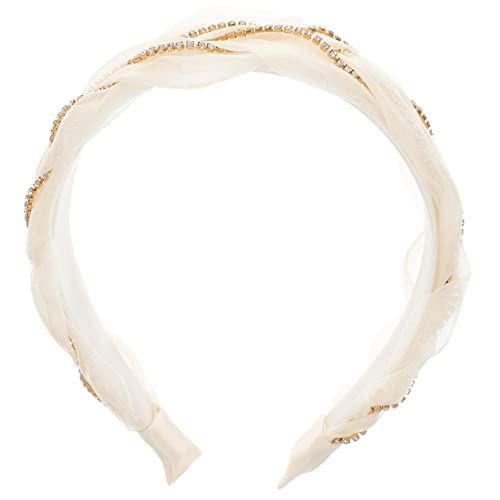 IWOWHERO Organza Stirnband Stirnbänder Für Juwelenbesetztes Stirnband Geschwollene Stirnbänder Blumenstirnband Aus Organza Haargummis Für Frauen Mädchen Damen Blütenkopf Weiß Plastik von IWOWHERO