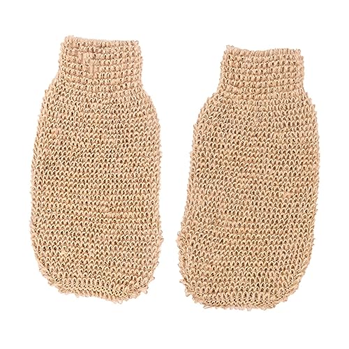 IWOWHERO 2 Stück Ramie Jute Körperpeeling Handschuh Duschhandschuh Für Männer Und Frauen Abgestorbene Hautzellen Entferner Für Spa Und Hammam Einheitsgröße Dehnbar Leicht Zu Reinigen von IWOWHERO