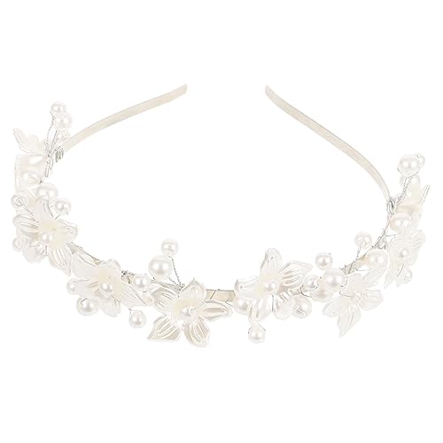 IWOWHERO Perlenblumen-kopfschmuck Für Frauen Stirnband Aus Kunstperlen Hochzeitsaccessoire Für Braut Und Brautjungfern Partyhaarschmuck Fotoshootings-accessoire von IWOWHERO