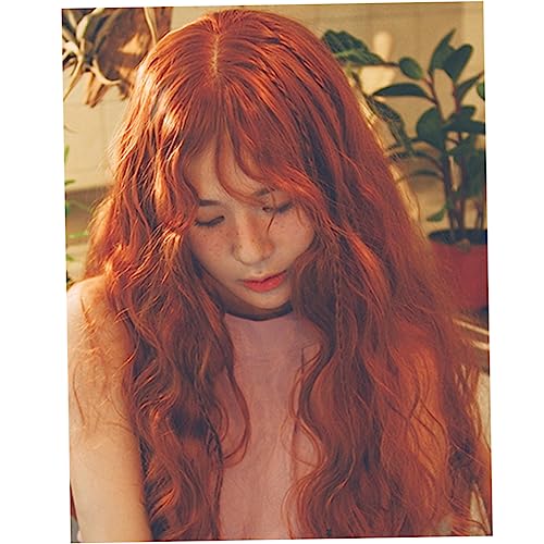 IWOWHERO Lange Perücke Mit Lace Front Für Frauen Lockige Kunsthaarperücke Haarperücke in Orange Verstellbare Für Mottopartys Und Cosplay von IWOWHERO