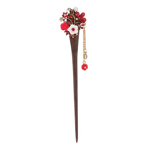 IWOWHERO Retro-Haarstab Vintage Haarstab Haarstock Haarstab aus Holz Japanischer Blumenstab graceling Haarspangen قرآن Haarnadel stäbchen traditioneller Haarstab Wenge Spaziergang Damen rot von IWOWHERO