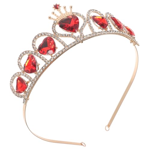 IWOWHERO Retro Rote Tiara Braut Haarschmuck mit Strass und Perlen für Hochzeit und Besondere Anlässe von IWOWHERO