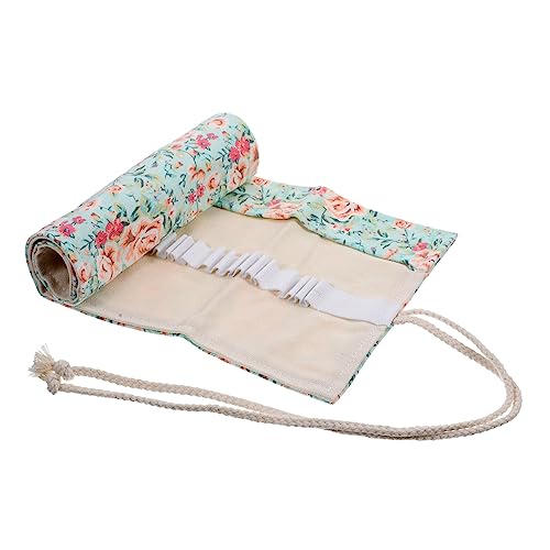 IWOWHERO Widerstandsfähiges Federmäppchen Aus Canvas Mit Blumenmuster Aufrollbare Stifttasche 48 Bleistiftfächer Multifunktionale Schreibwarentasche Zum Schreiben von IWOWHERO