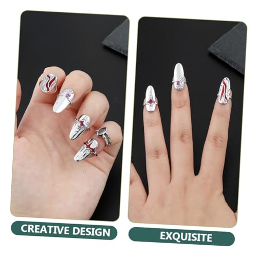 IWOWHERO Roter Fingerring Modisch Nagelring Damen Fingerschmuck Einzigartiges Design Leichtes Tragegefühl Geschenkidee für Alltag und Festtage von IWOWHERO