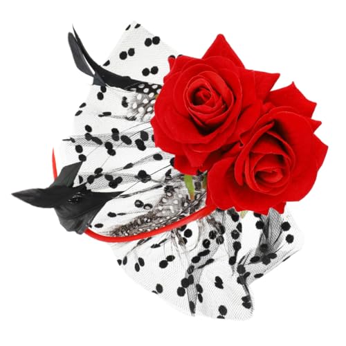 IWOWHERO Roter Rosen Haarschmuck mit Spitze und Eleganter Haarklammer für Braut Blumenmädchen und Festliche Anlässe Langlebiges Material Perfektes für Damen von IWOWHERO