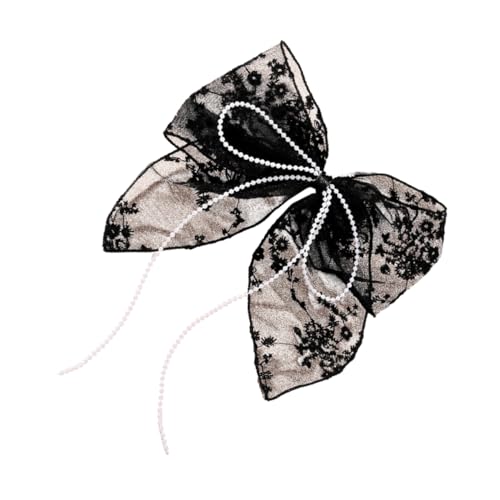IWOWHERO Lace Hair Bow Clip Für Damen Und Mädchen Große Schleifen-haarspange Mit Perlen Und Fransen Haarschmuck-accessoire Für Verschiedene Anlässe von IWOWHERO