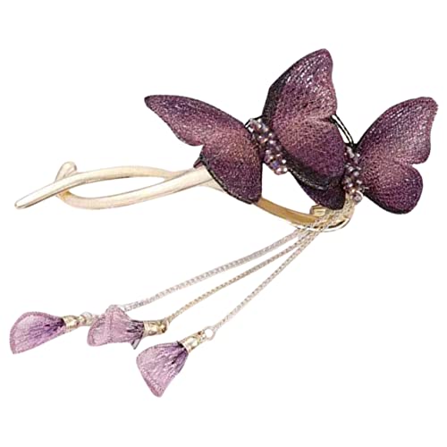 IWOWHERO Schmetterling Bestickte Haarspange Haarklammer Haarschmuck Aus Strass Pferdeschwanzhalter Haarspangen Für Damen Styling-haarspangen Violett Fräulein Glattes Haar Schmücken Stoff von IWOWHERO