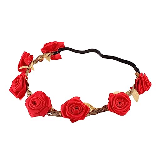 IWOWHERO -Stirnbänder für Mädchen hochzeitshaar schmuck wedding hair accessories Stirnband Haargummi Blumenhaarkranz Blumenstirnbänder die Blumen Kopfbedeckung Polyester-Gürtel Kleine von IWOWHERO