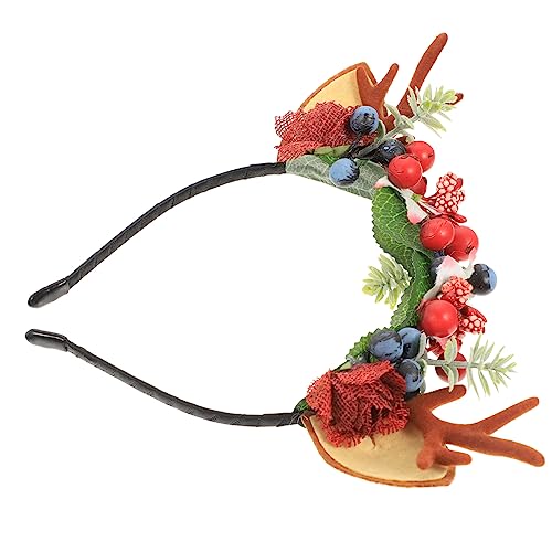 IWOWHERO Stirnband Aus Mori-geweih Urlaub Haarbänder Weihnachtselch Stirnband Weihnachtskopfkissen Stirnband Mit Rentierhörnern Hirsch Kostüm Für Damen Abschlussball Stoff Blumen Kind von IWOWHERO